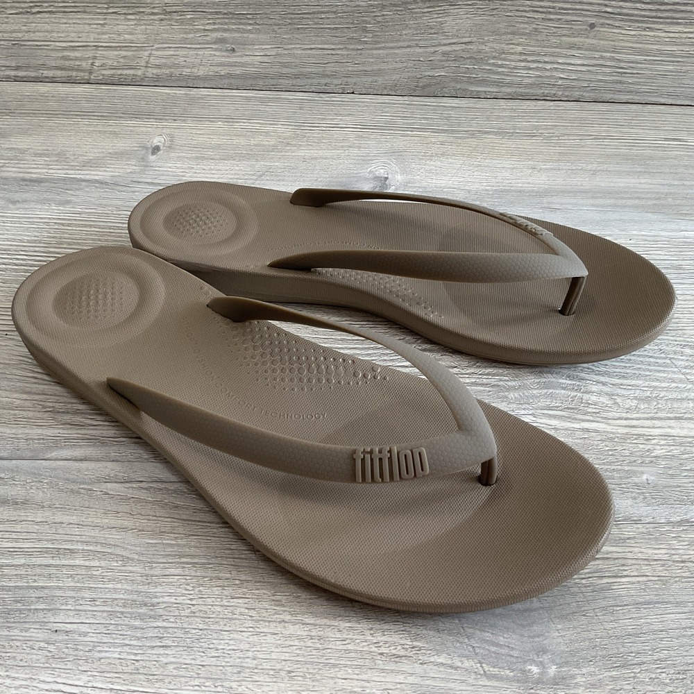 Fitflop Mens Flip Flops Timberwolf IQushion Ergonomic Arch Support Size 12.5